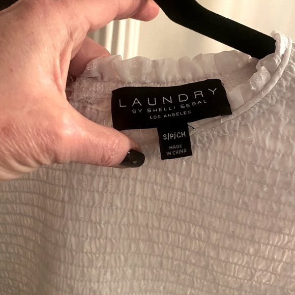 LAUNDRY by Shelli Segal Los Angeles Ruffled Flutter Sleeve Top SZ SM (Stretchy) - Picture 4 of 10